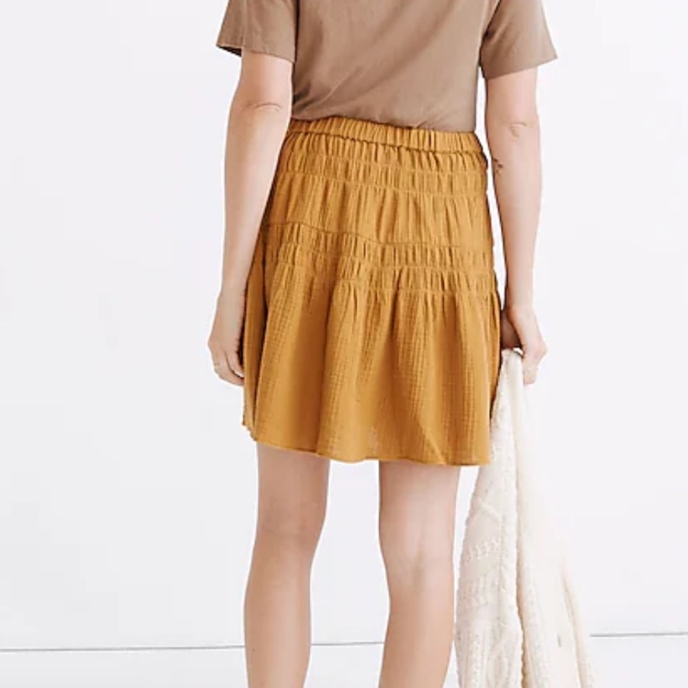 Madewell Double-Gauze Smocked Mini Skirt Antique gold ladies‎ Small - Picture 10 of 10